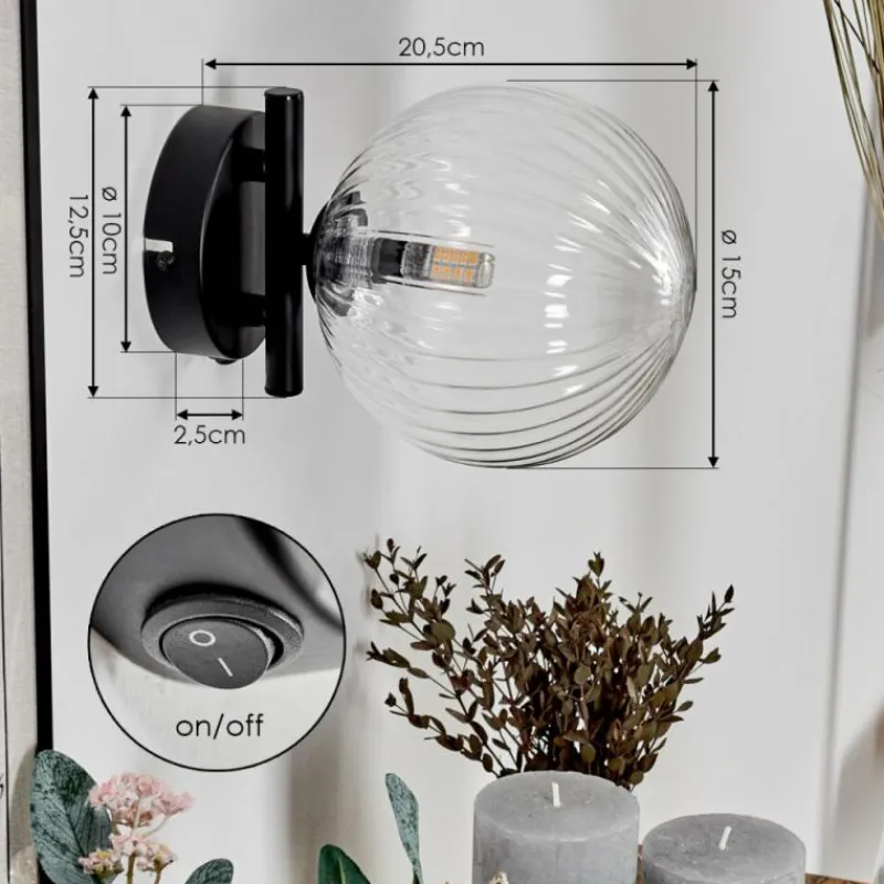 hofstein Applique murale - Verre 15 cm Chehalis Clair, 1 lumière