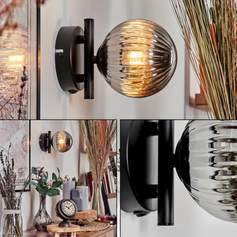 hofstein Applique murale - Verre 12 cm Chehalis Fumé, 1 lumière