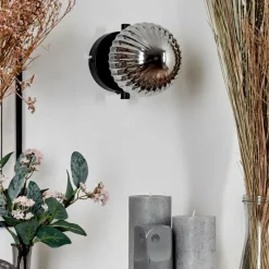 hofstein Applique murale - Verre 12 cm Chehalis Fumé, 1 lumière