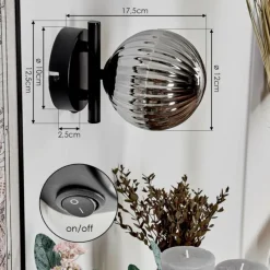 hofstein Applique murale - Verre 12 cm Chehalis Fumé, 1 lumière