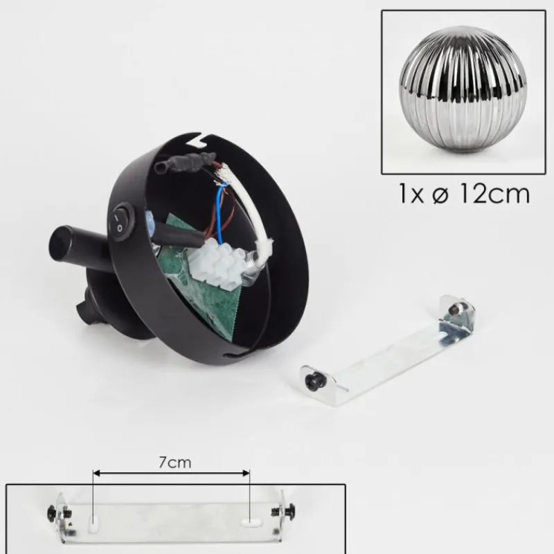 hofstein Applique murale - Verre 12 cm Chehalis Fumé, 1 lumière