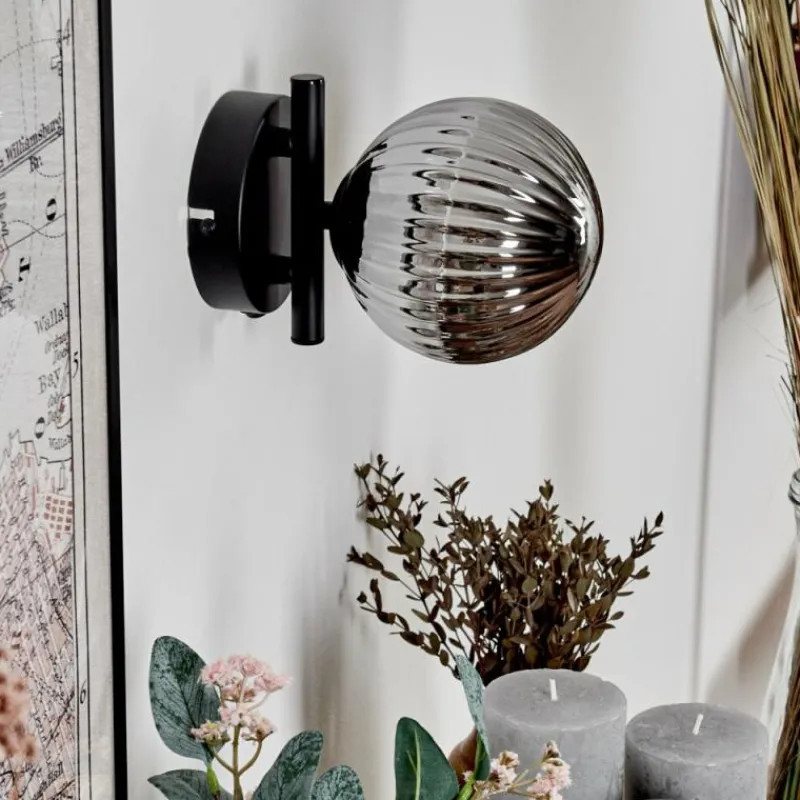 hofstein Applique murale - Verre 12 cm Chehalis Fumé, 1 lumière