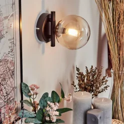 hofstein Applique murale - Verre 12 cm Chehalis Ambre, Clair, 1 lumière