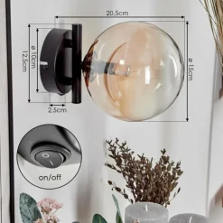 hofstein Applique murale - Verre 15 cm Chehalis Ambre, Clair, 1 lumière