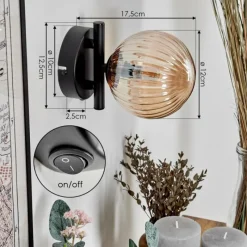 hofstein Applique murale - Verre 12 cm Chehalis Ambre, 1 lumière