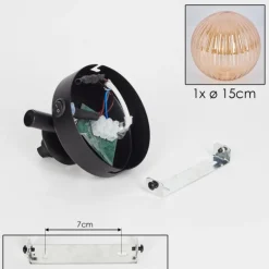 hofstein Applique murale - Verre 15 cm Chehalis Ambre, 1 lumière