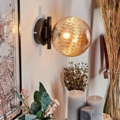 hofstein Applique murale - Verre 15 cm Chehalis Ambre, 1 lumière