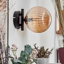 hofstein Applique murale - Verre 15 cm Chehalis Ambre, 1 lumière