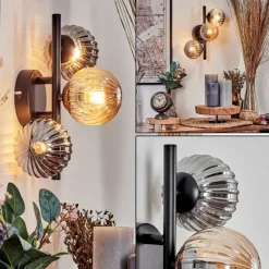 hofstein Applique murale - Verre 10 cm Chehalis Ambre, Fumé, 3 lumières