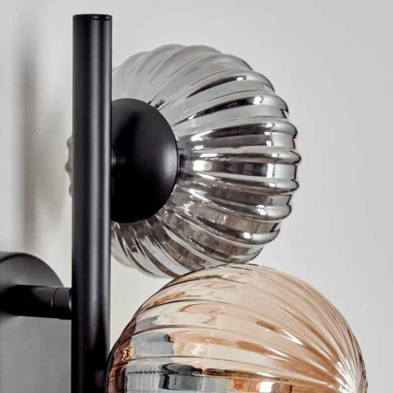 hofstein Applique murale - Verre 10 cm Chehalis Ambre, Fumé, 3 lumières