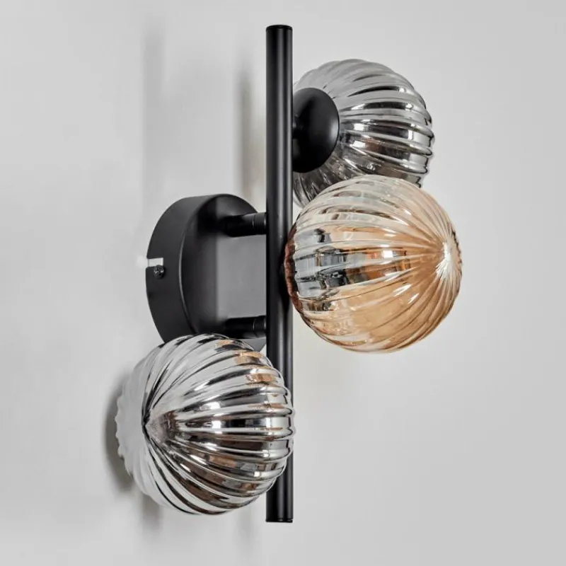 hofstein Applique murale - Verre 10 cm Chehalis Ambre, Fumé, 3 lumières