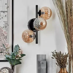 hofstein Applique murale - Verre 10 cm Chehalis Ambre, 3 lumières