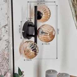 hofstein Applique murale - Verre 10 cm Chehalis Ambre, 3 lumières