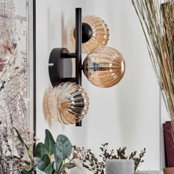 hofstein Applique murale - Verre 10 cm Chehalis Ambre, 3 lumières