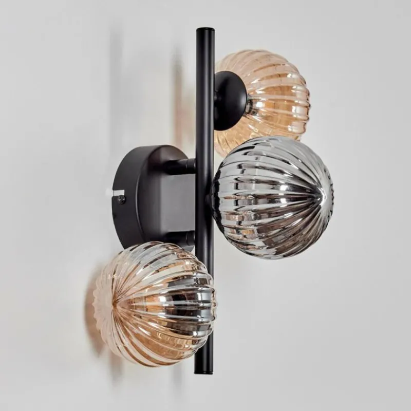 hofstein Applique murale - Verre 10 cm Chehalis Ambre, Fumé, 3 lumières