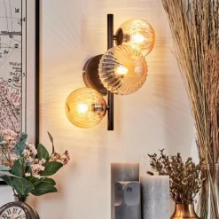 hofstein Applique murale - Verre 10 cm, 12 cm Chehalis Ambre, 3 lumières