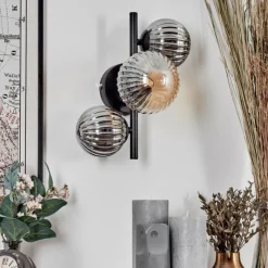 hofstein Applique murale - Verre 10 cm, 12 cm Chehalis Ambre, Fumé, 3 lumières