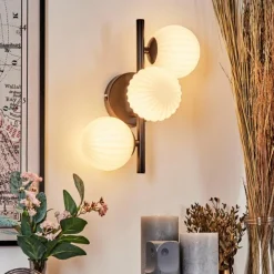 hofstein Applique murale - Verre 10 cm Chehalis Blanc, 3 lumières