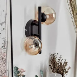 hofstein Applique murale - Verre 10 cm Chehalis Ambre, Clair, 2 lumières