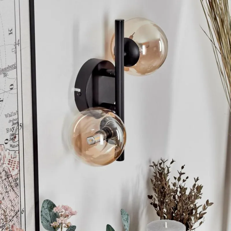 hofstein Applique murale - Verre 10 cm Chehalis Ambre, Clair, 2 lumières