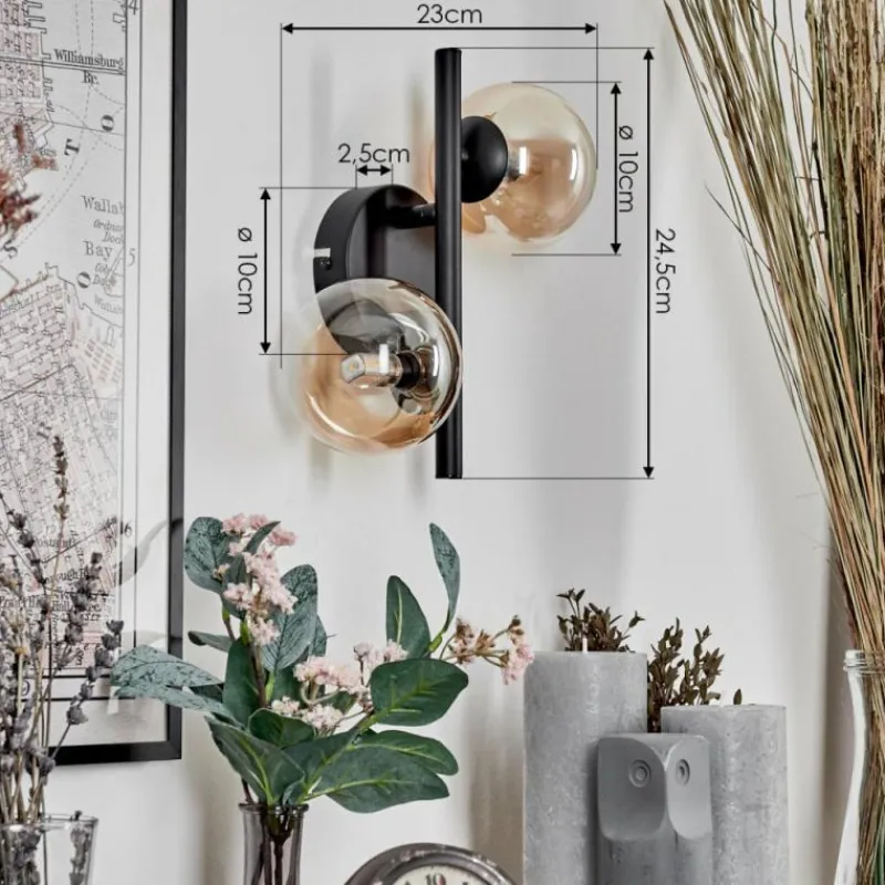 hofstein Applique murale - Verre 10 cm Chehalis Ambre, Clair, 2 lumières