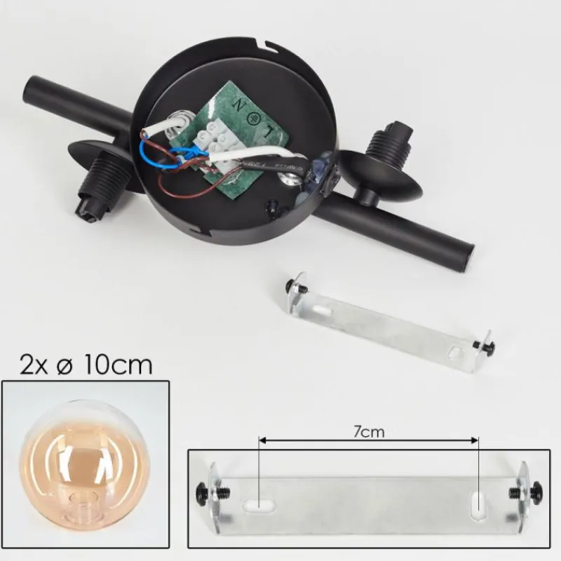 hofstein Applique murale - Verre 10 cm Chehalis Ambre, Clair, 2 lumières