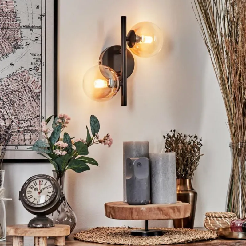 hofstein Applique murale - Verre 10 cm Chehalis Ambre, Clair, 2 lumières