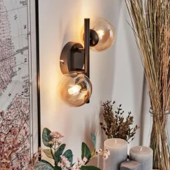 hofstein Applique murale - Verre 10 cm Chehalis Ambre, Clair, 2 lumières