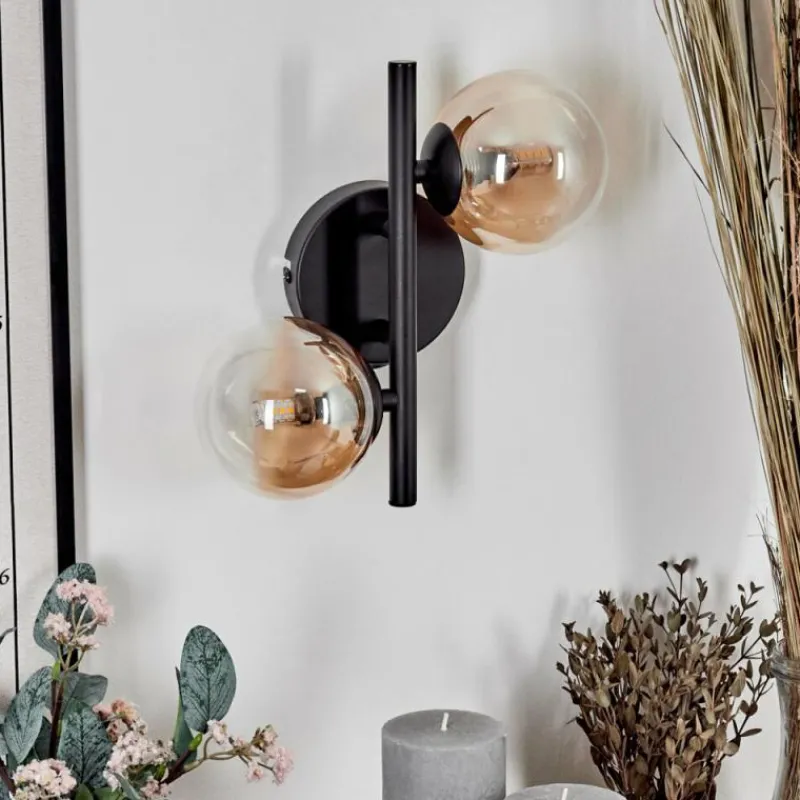 hofstein Applique murale - Verre 10 cm Chehalis Ambre, Clair, 2 lumières