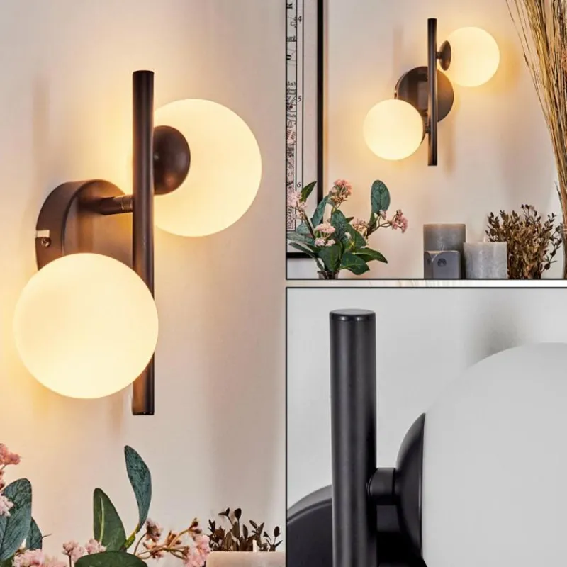 hofstein Applique murale - Verre 10 cm Chehalis Blanc, 2 lumières