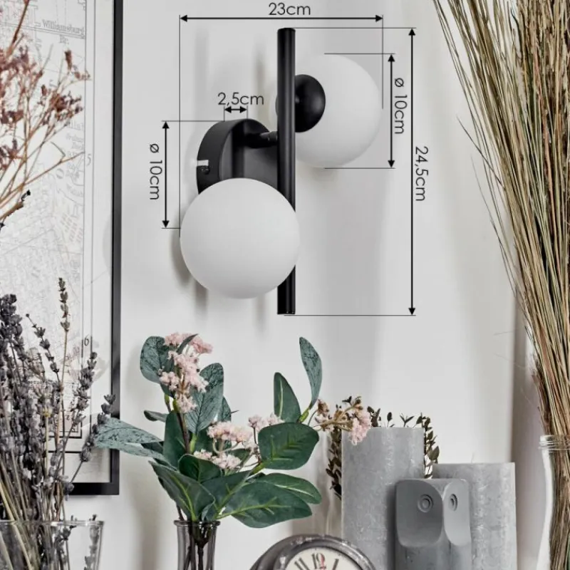 hofstein Applique murale - Verre 10 cm Chehalis Blanc, 2 lumières