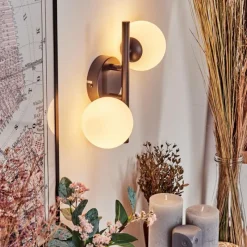 hofstein Applique murale - Verre 10 cm Chehalis Blanc, 2 lumières