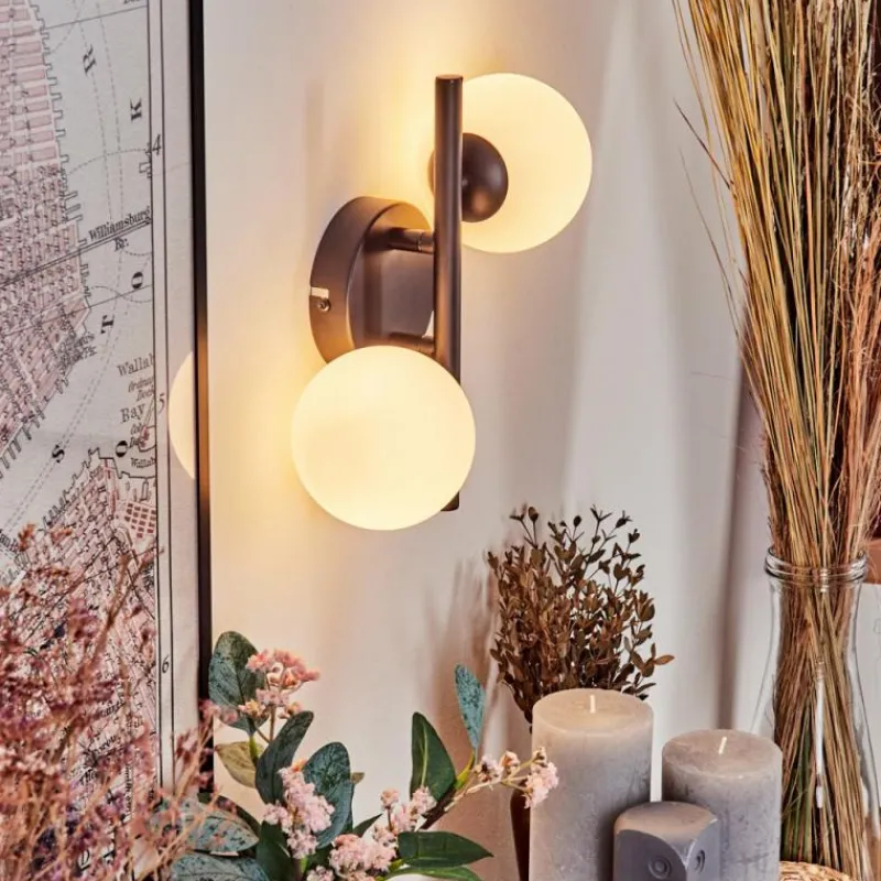 hofstein Applique murale - Verre 10 cm Chehalis Blanc, 2 lumières