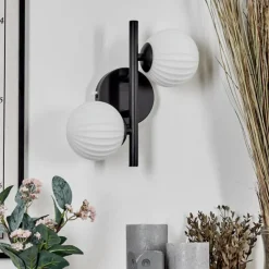 hofstein Applique murale - Verre 10 cm Chehalis Blanc, 2 lumières