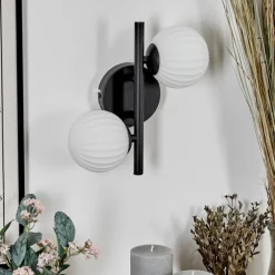 hofstein Applique murale - Verre 10 cm Chehalis Blanc, 2 lumières