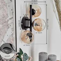 hofstein Applique murale - Verre 10 cm Chehalis Ambre, Clair, 3 lumières