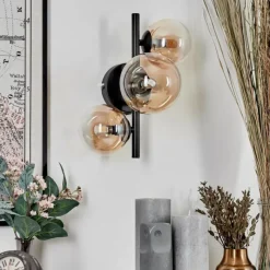 hofstein Applique murale - Verre 10 cm, 12 cm Chehalis Ambre, Clair, 3 lumières