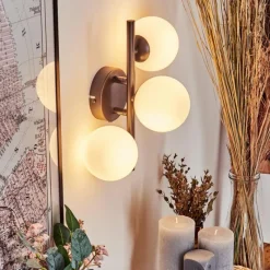 hofstein Applique murale - Verre 10 cm Chehalis Blanc, 3 lumières