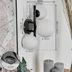 hofstein Applique murale - Verre 10 cm, 12 cm Chehalis Blanc, 3 lumières