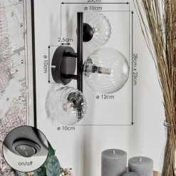 hofstein Applique murale - Verre 10 cm, 12 cm Chehalis Clair, 3 lumières