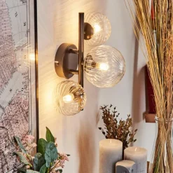 hofstein Applique murale - Verre 10 cm, 12 cm Chehalis Clair, 3 lumières