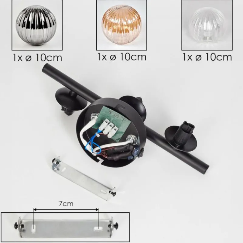 hofstein Applique murale - Verre 10 cm Chehalis Ambre, Clair, Fumé, 3 lumières