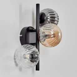 hofstein Applique murale - Verre 10 cm Chehalis Ambre, Clair, Fumé, 3 lumières