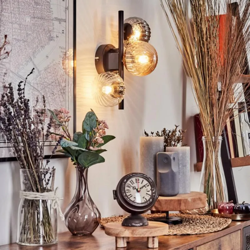 hofstein Applique murale - Verre 10 cm Chehalis Ambre, Clair, Fumé, 3 lumières