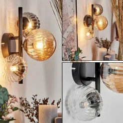 hofstein Applique murale - Verre 10 cm, 12 cm Chehalis Ambre, Clair, Fumé, 3 lumières