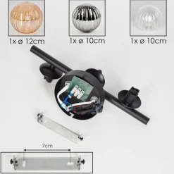 hofstein Applique murale - Verre 10 cm, 12 cm Chehalis Ambre, Clair, Fumé, 3 lumières