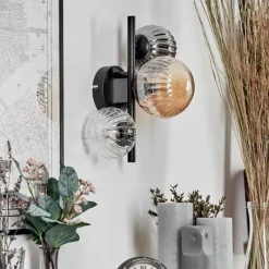 hofstein Applique murale - Verre 10 cm, 12 cm Chehalis Ambre, Clair, Fumé, 3 lumières