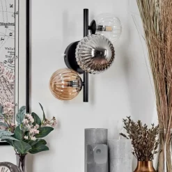 hofstein Applique murale - Verre 10 cm, 12 cm Chehalis Ambre, Clair, Fumé, 3 lumières