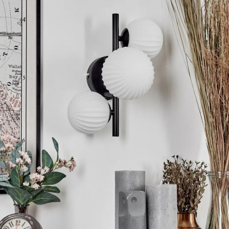 hofstein Applique murale - Verre 10 cm, 12 cm Chehalis Blanc, 3 lumières