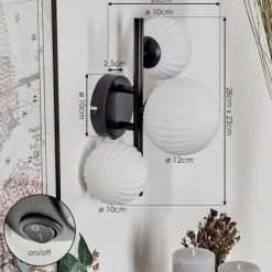 hofstein Applique murale - Verre 10 cm, 12 cm Chehalis Blanc, 3 lumières